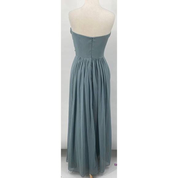 Dessy Collection Gown Pleated Bodice Sweetheart Neckline Maxi Silver Mint NEW 10 - Picture 5 of 9